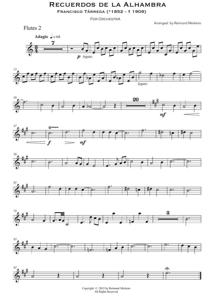 Recuerdos de la Alhambra - Orchestra version (Voices) Large Ensemble scores gallery preview page 2