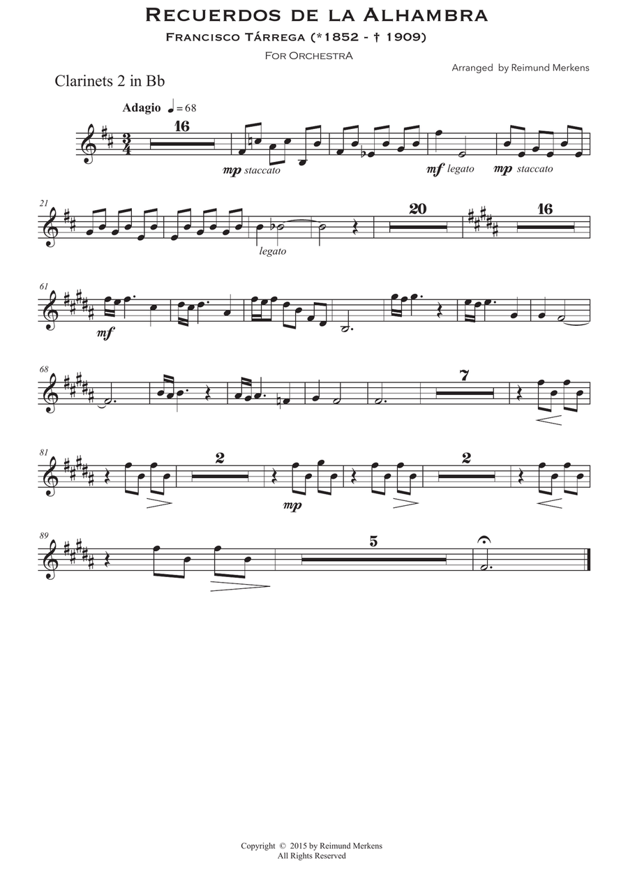 Recuerdos de la Alhambra - Orchestra version (Voices) Large Ensemble scores gallery preview page 5
