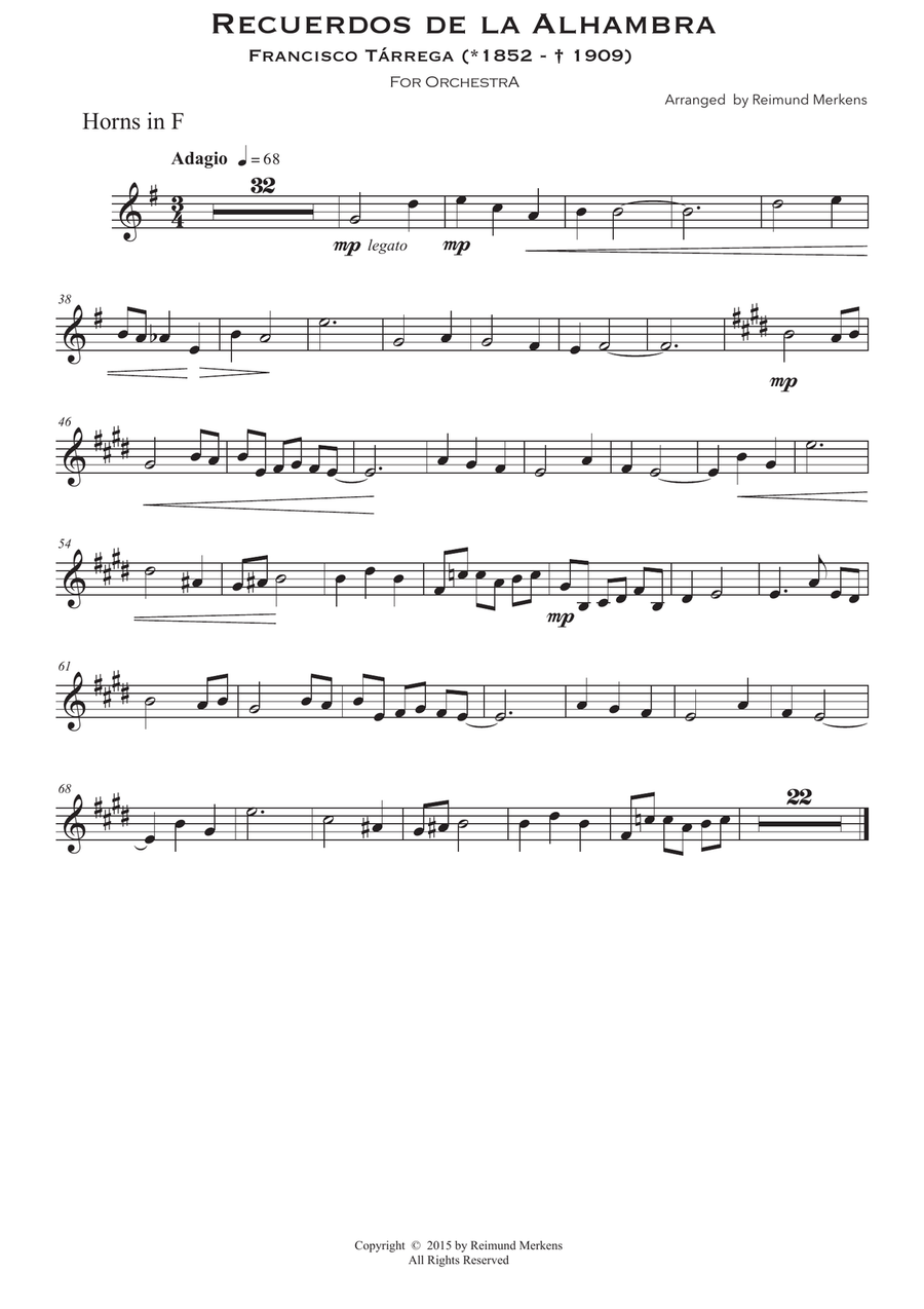 Recuerdos de la Alhambra - Orchestra version (Voices) Large Ensemble scores gallery preview page 6