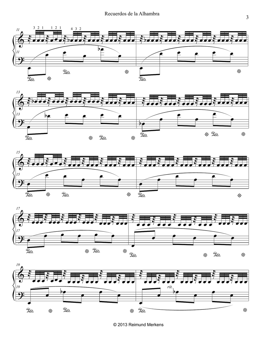 Recuerdos de la Alhambra - Piano solo version Piano Solo scores gallery preview page 3