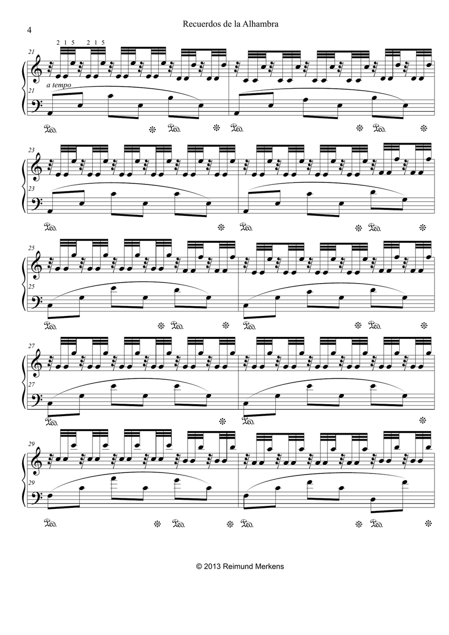 Recuerdos de la Alhambra - Piano solo version Piano Solo scores gallery preview page 4
