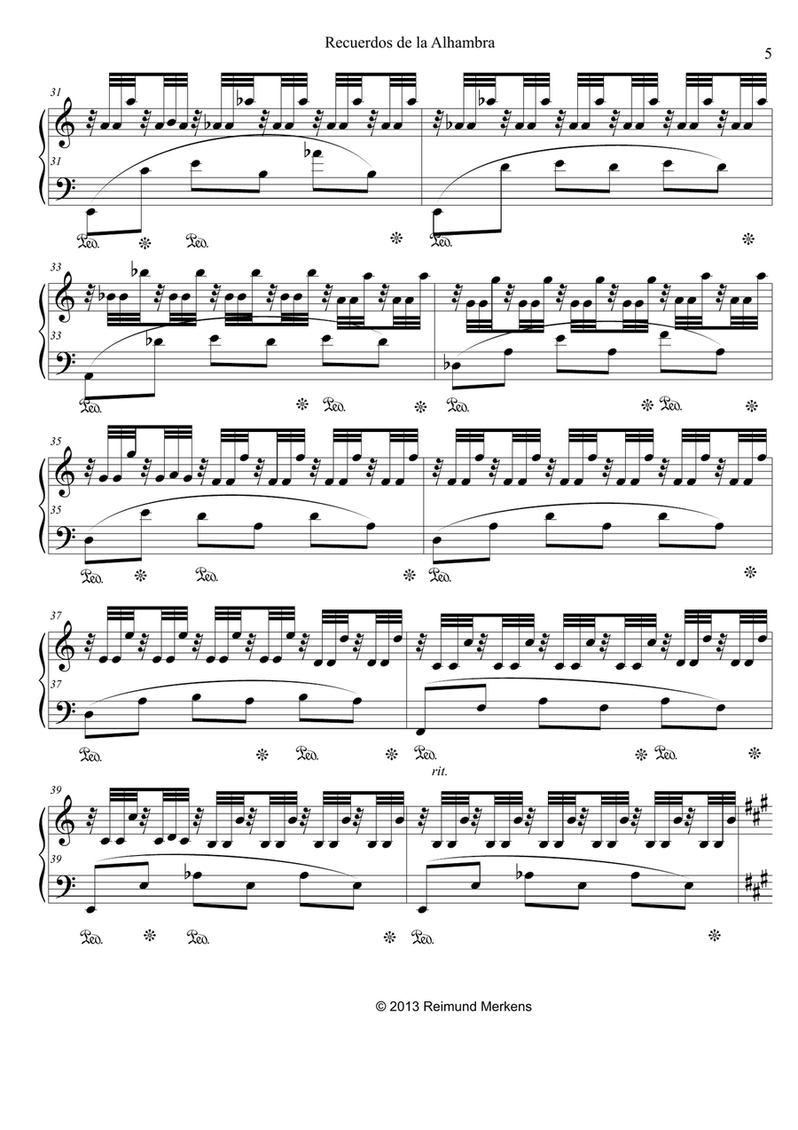 Recuerdos de la Alhambra - Piano solo version Piano Solo scores gallery preview page 5