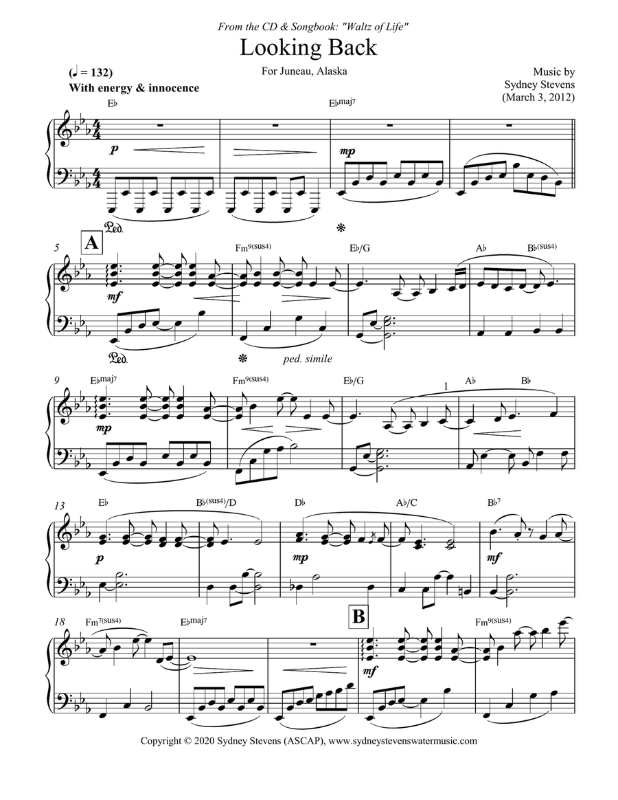 Looking Back Piano Solo scores gallery preview page 2