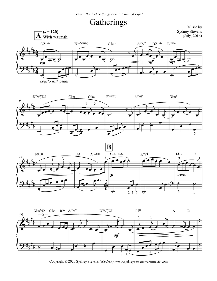 Gatherings Piano Solo scores gallery preview page 2