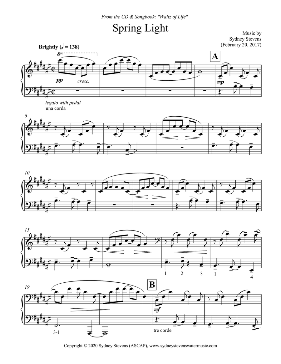 Spring Light Piano Solo scores gallery preview page 2