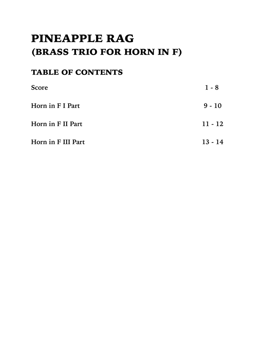 Pineapple Rag (Horn in F Trio) Brass Trio scores gallery preview page 4