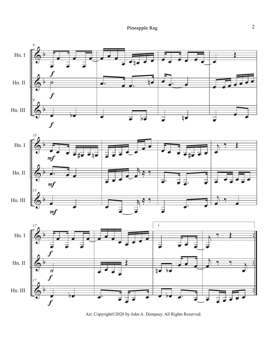 Pineapple Rag (Horn in F Trio) Brass Trio scores gallery preview page 6