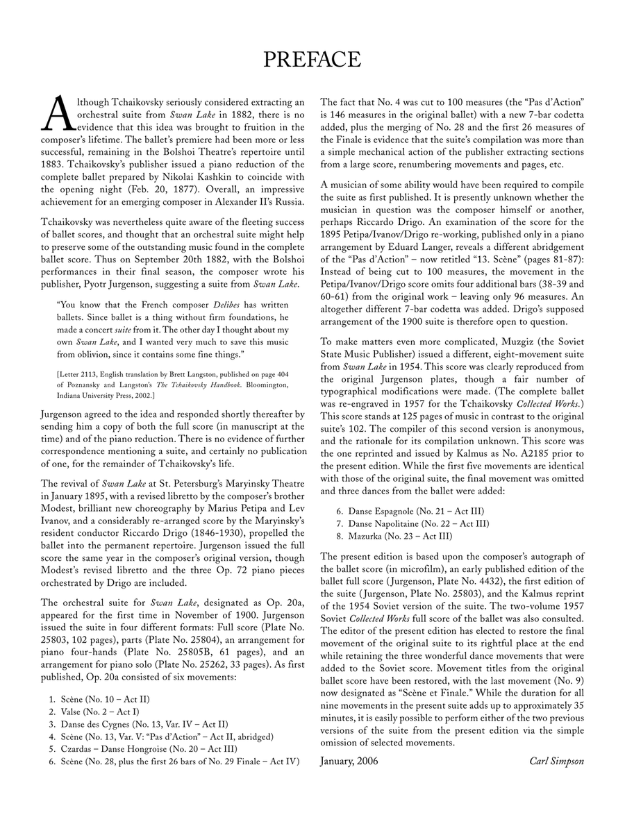 Swan Lake Suite, Op. 20a Chamber Orchestra scores gallery preview page 3