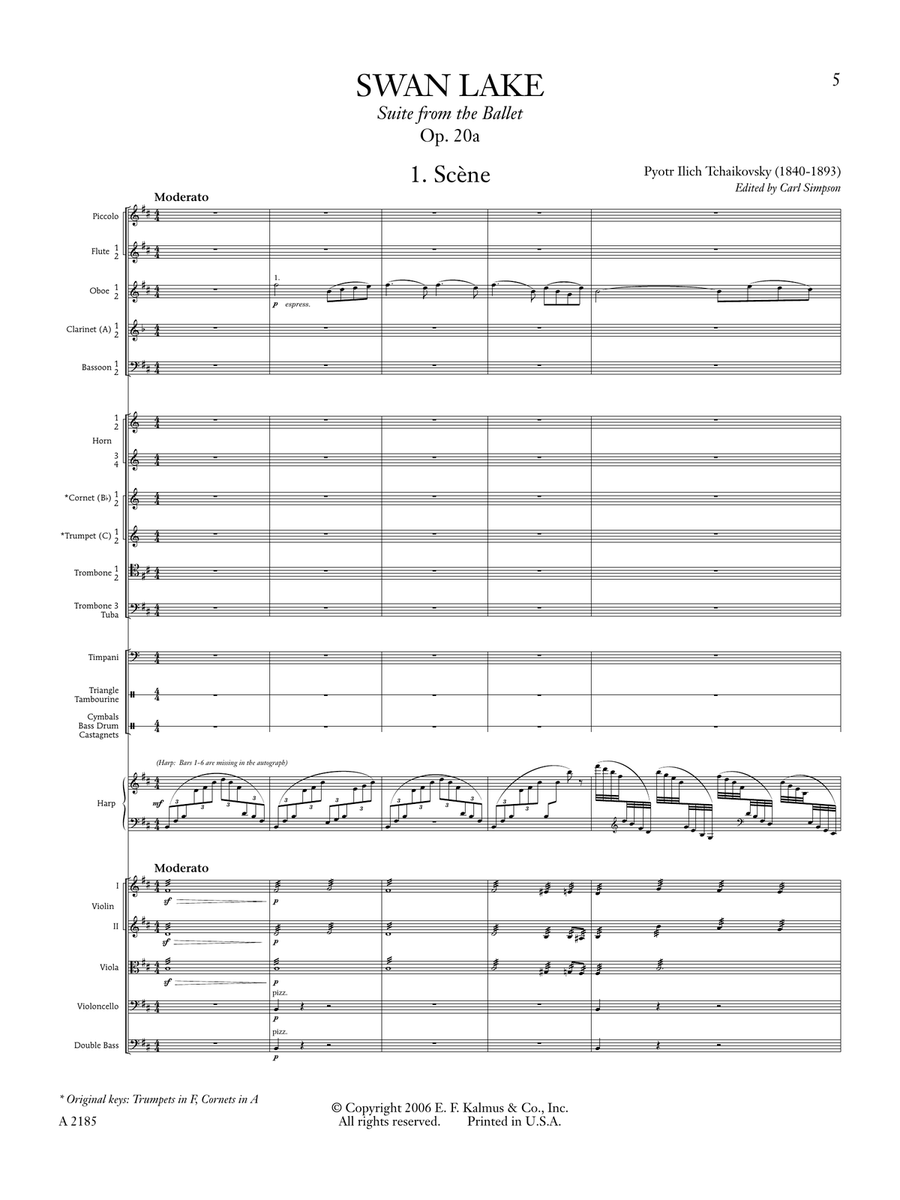 Swan Lake Suite, Op. 20a Chamber Orchestra scores gallery preview page 6