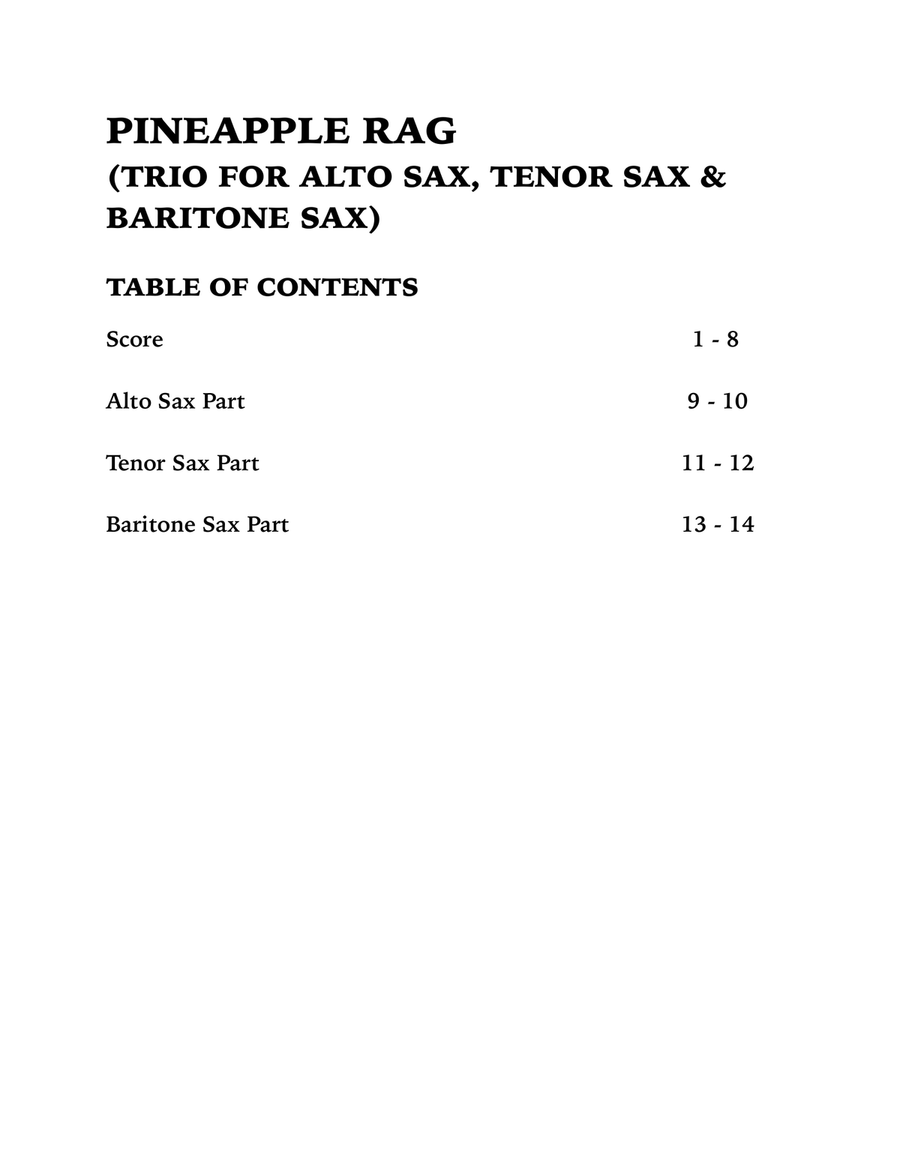 Pineapple Rag (Sax Trio: ATB) Woodwind Trio scores gallery preview page 3