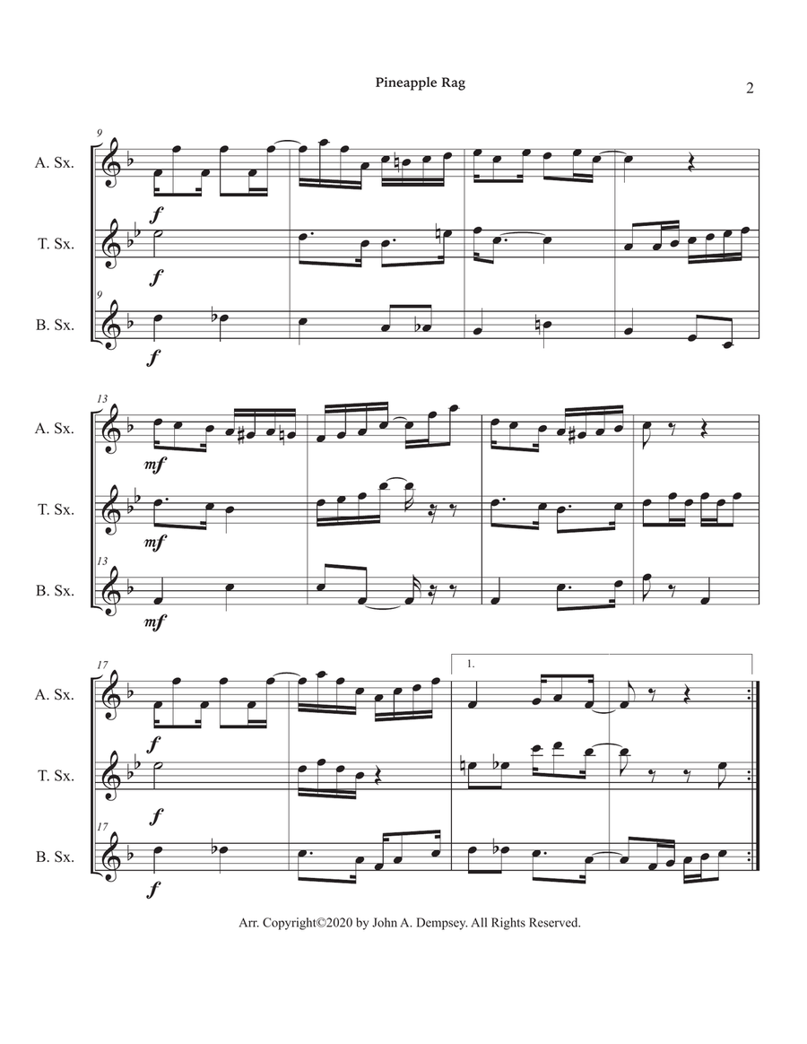 Pineapple Rag (Sax Trio: ATB) Woodwind Trio scores gallery preview page 6