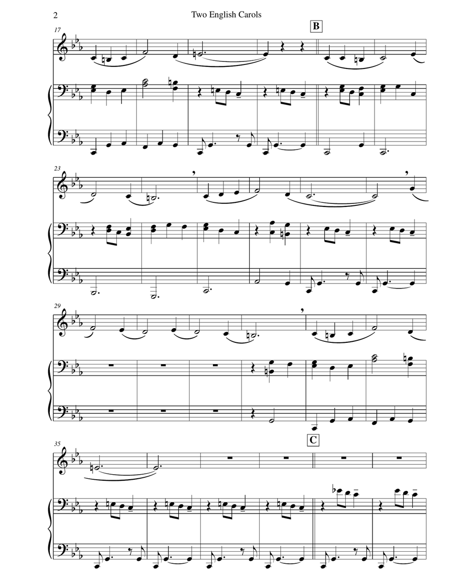 Two English Carols (Coventry Carol; What Child Is This?) Trombone & Piano Piano scores gallery preview page 4