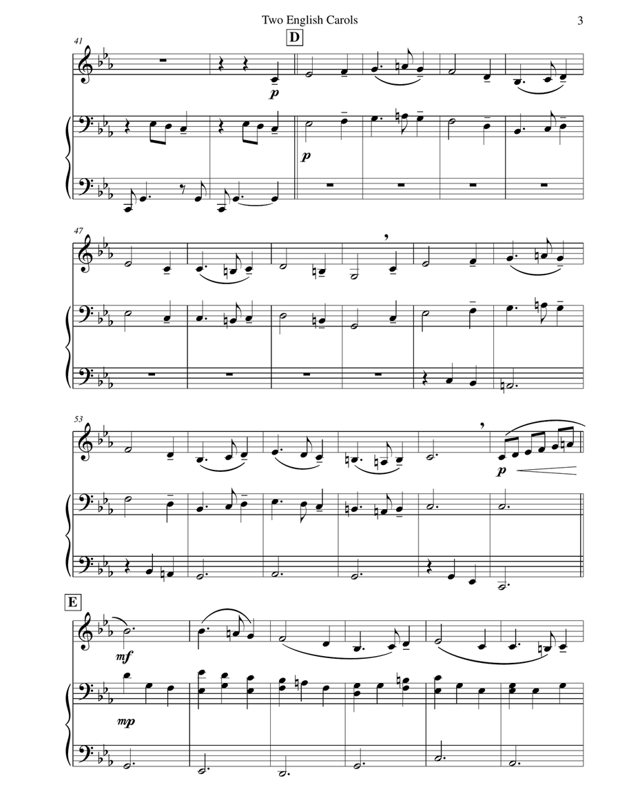 Two English Carols (Coventry Carol; What Child Is This?) Trombone & Piano Piano scores gallery preview page 5