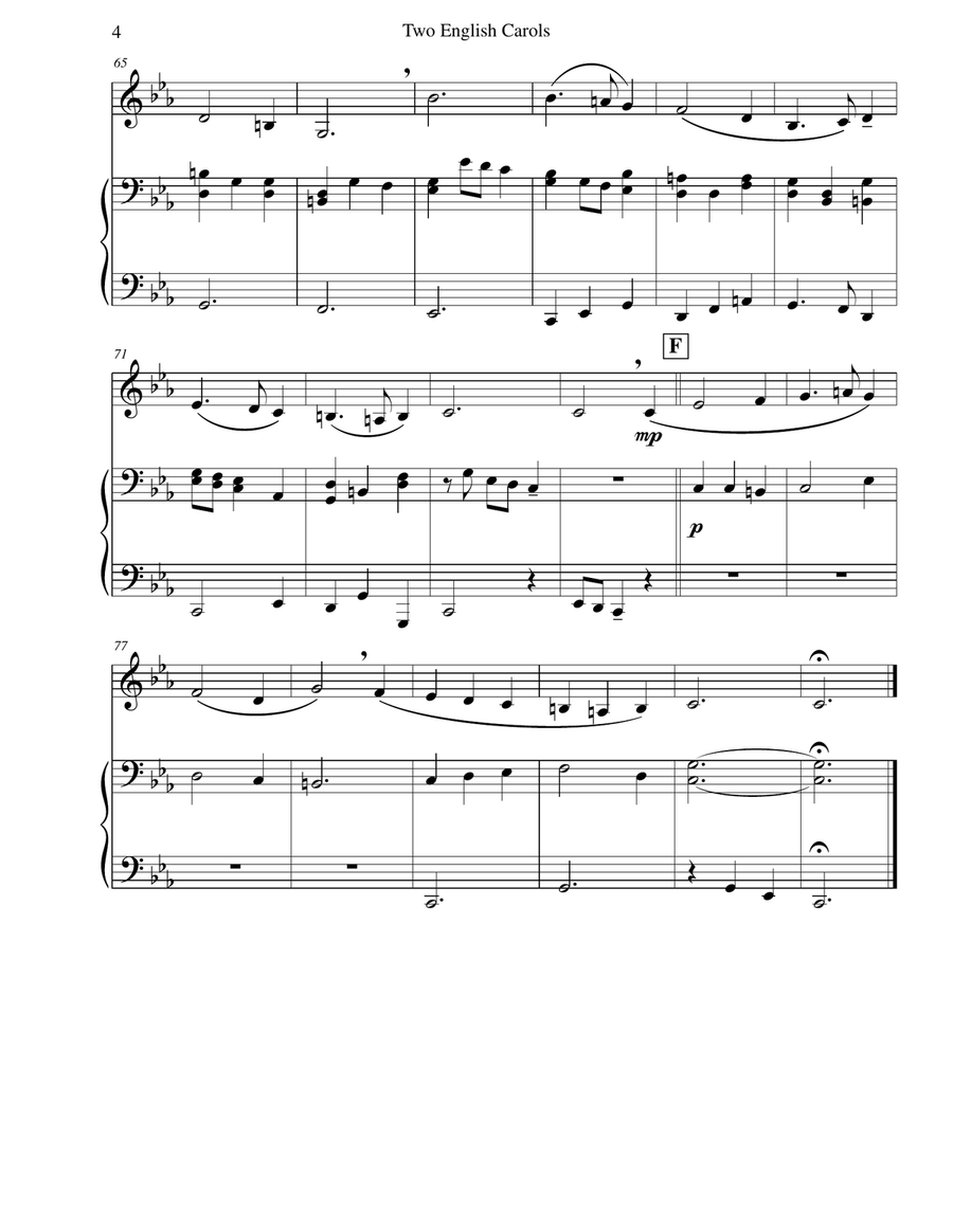 Two English Carols (Coventry Carol; What Child Is This?) Trombone & Piano Piano scores gallery preview page 6