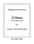 Twelve Mozart Duets for SA Recorders