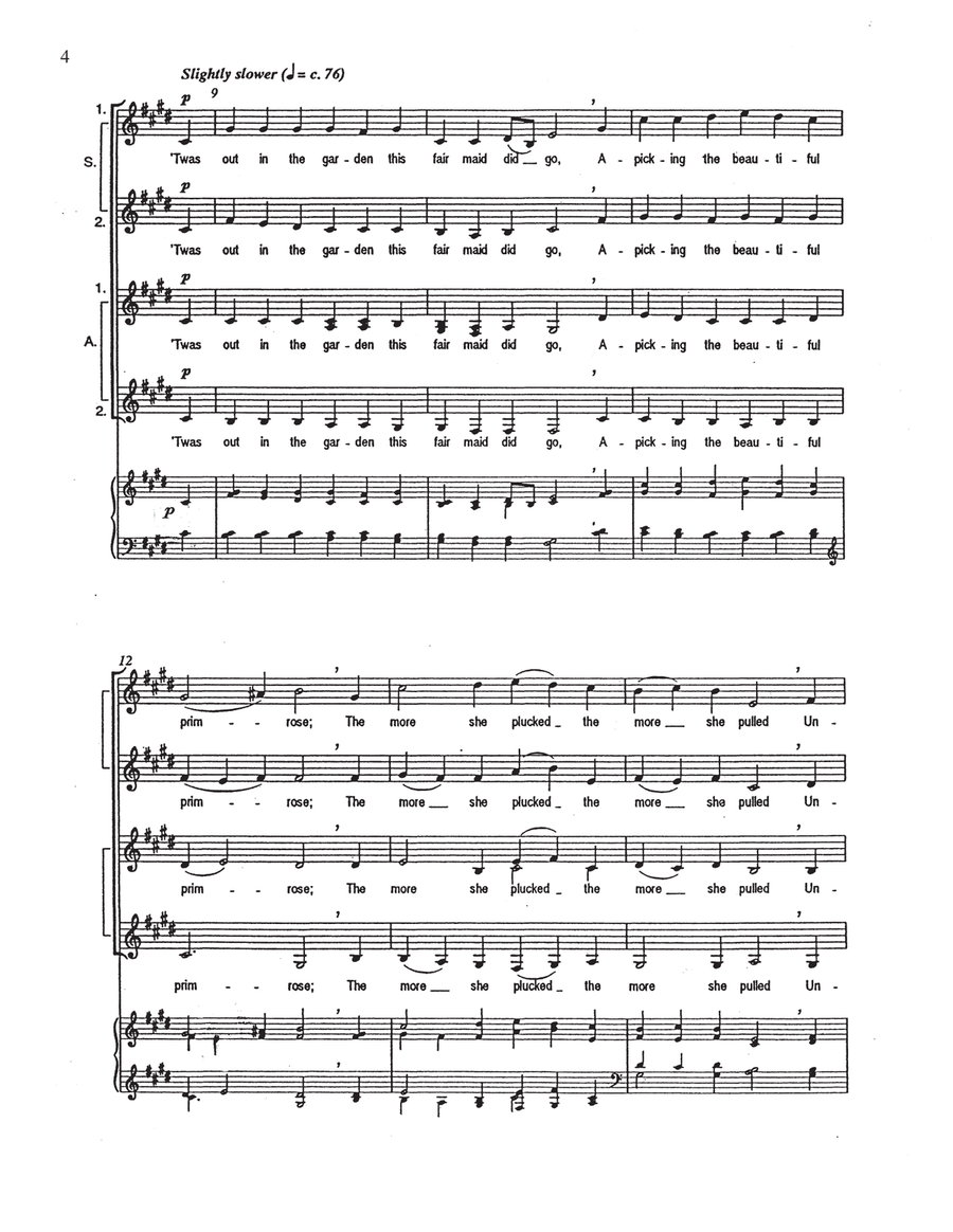 Five Canadian Folk-Songs: 4. She's Like the Swallow SSAA scores gallery preview page 2