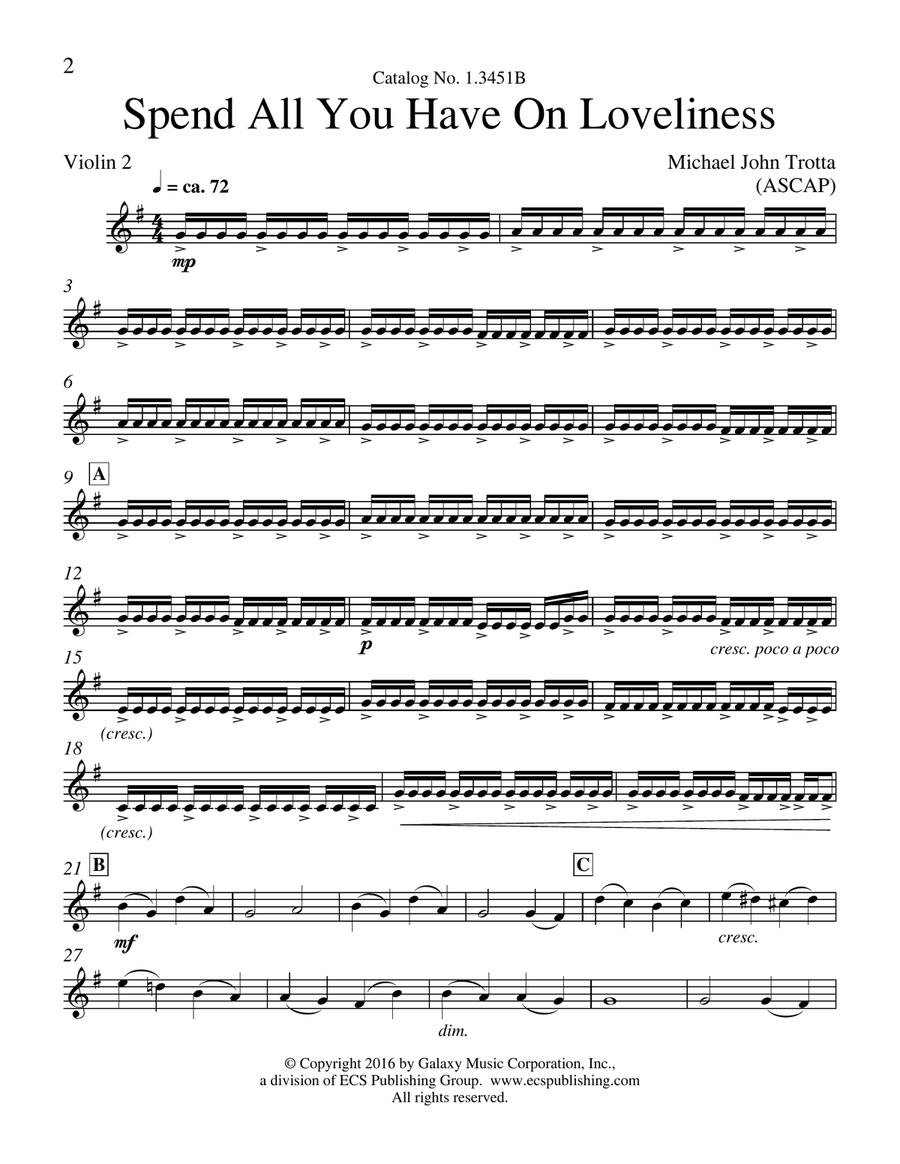 Spend All You Have On Loveliness from For a Breath of Ecstasy (Downloadable String Parts) Choir scores gallery preview page 3