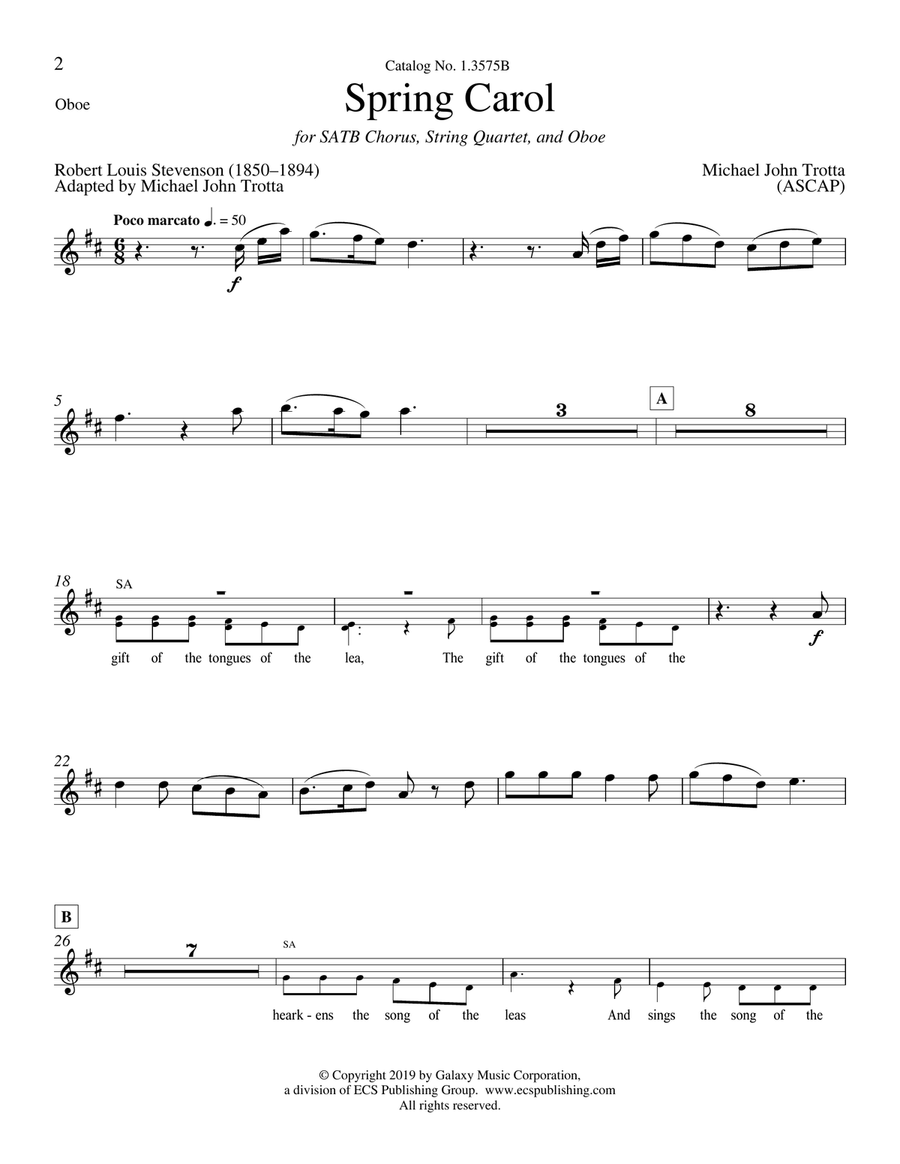 Spring Carol (Downloadable Instrumental Parts) Choir scores gallery preview page 2