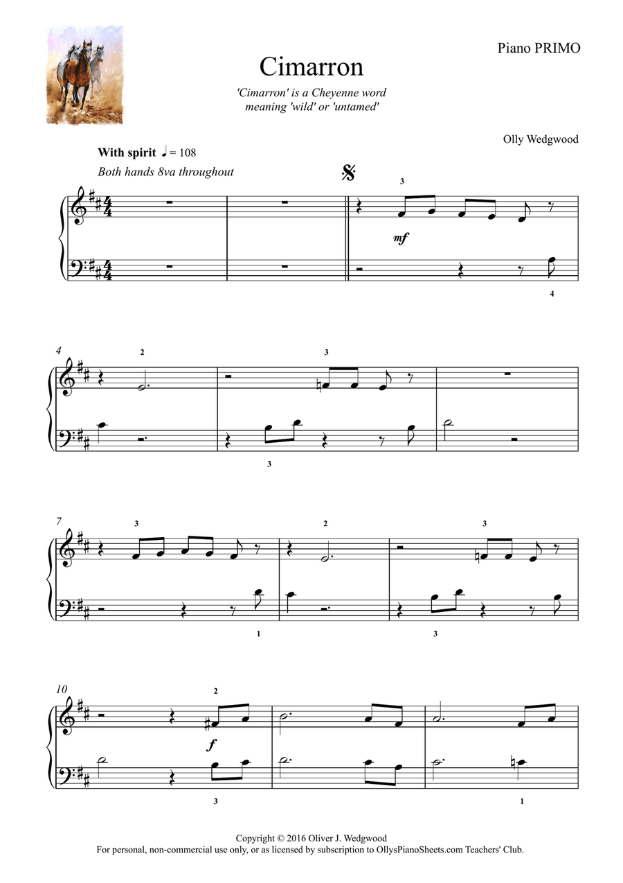 Cimarron - Country - Piano Duet Easy Piano scores gallery preview page 2