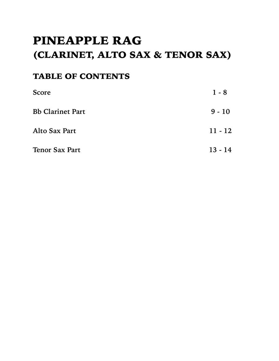 Pineapple Rag (Woodwind Trio for Clarinet, Alto Sax and Tenor Sax) Woodwind Trio scores gallery preview page 4