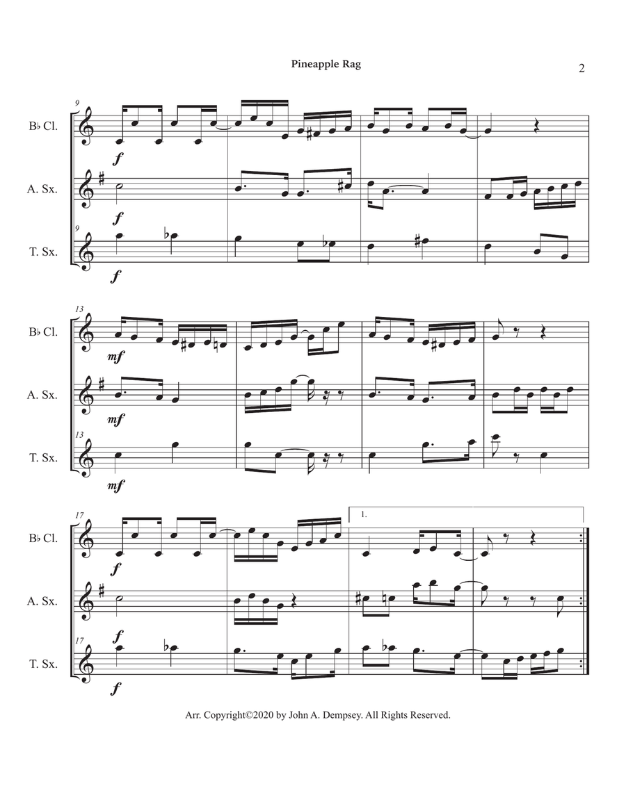 Pineapple Rag (Woodwind Trio for Clarinet, Alto Sax and Tenor Sax) Woodwind Trio scores gallery preview page 6