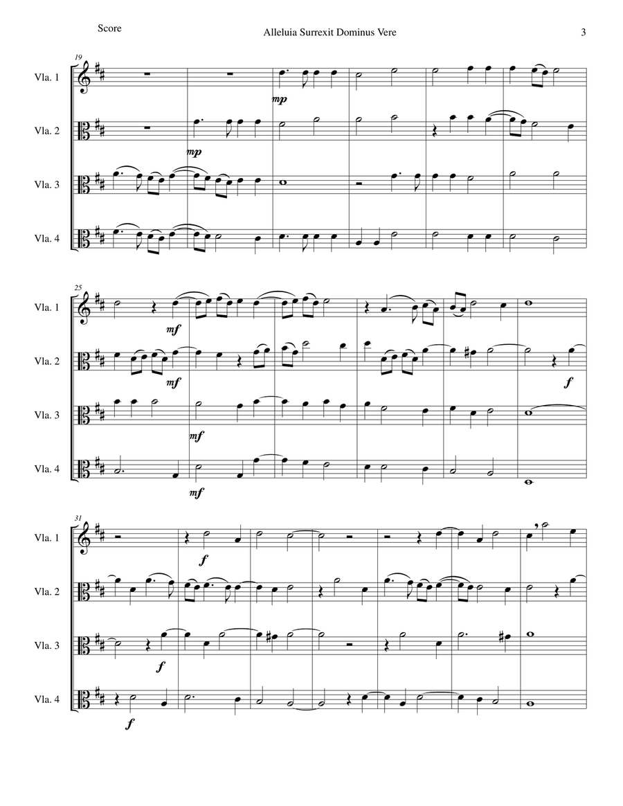 Alleluia surrexit Dominus (Easter anthem) arranged for 4 violas Viola Solo scores gallery preview page 3