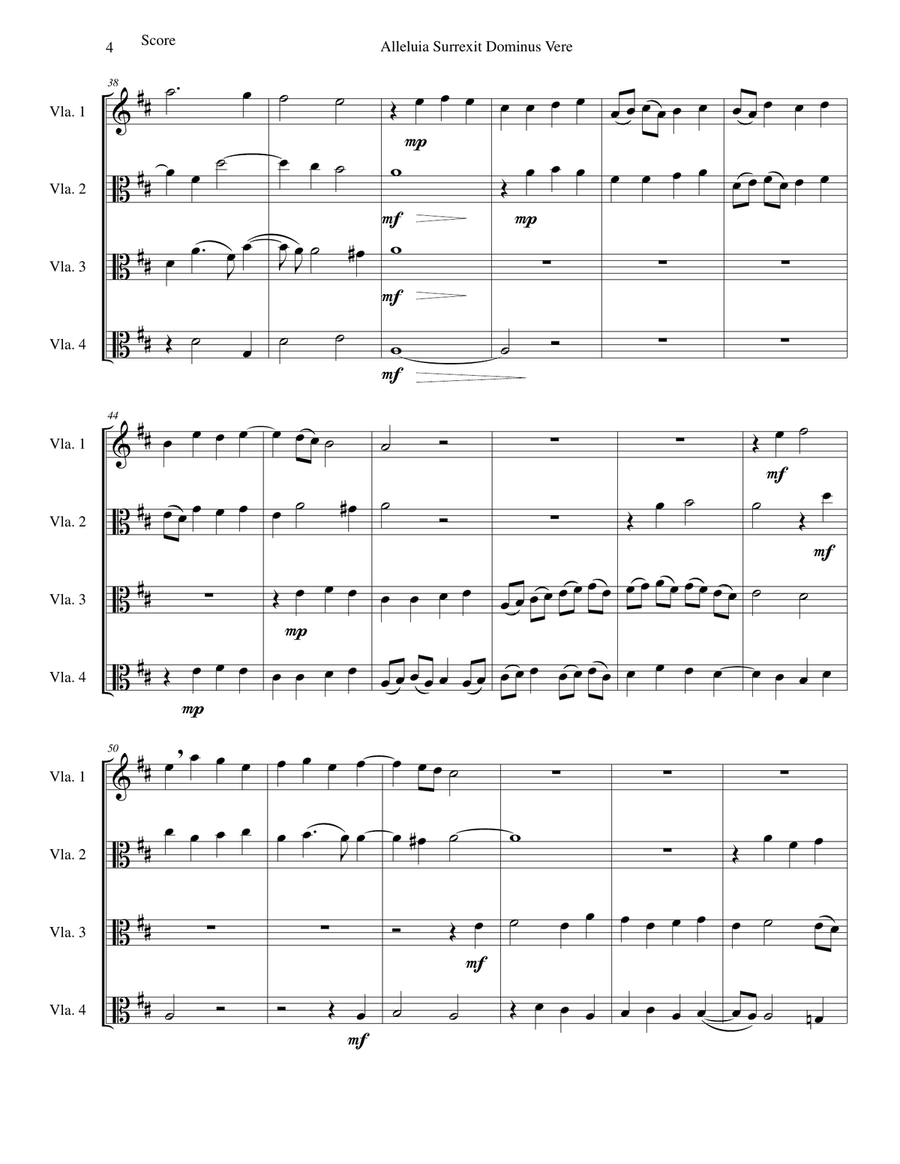 Alleluia surrexit Dominus (Easter anthem) arranged for 4 violas Viola Solo scores gallery preview page 4