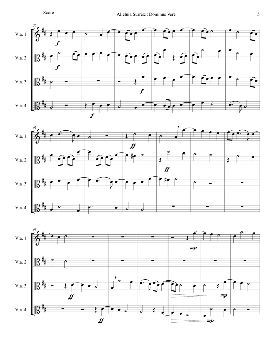Alleluia surrexit Dominus (Easter anthem) arranged for 4 violas Viola Solo scores gallery preview page 5