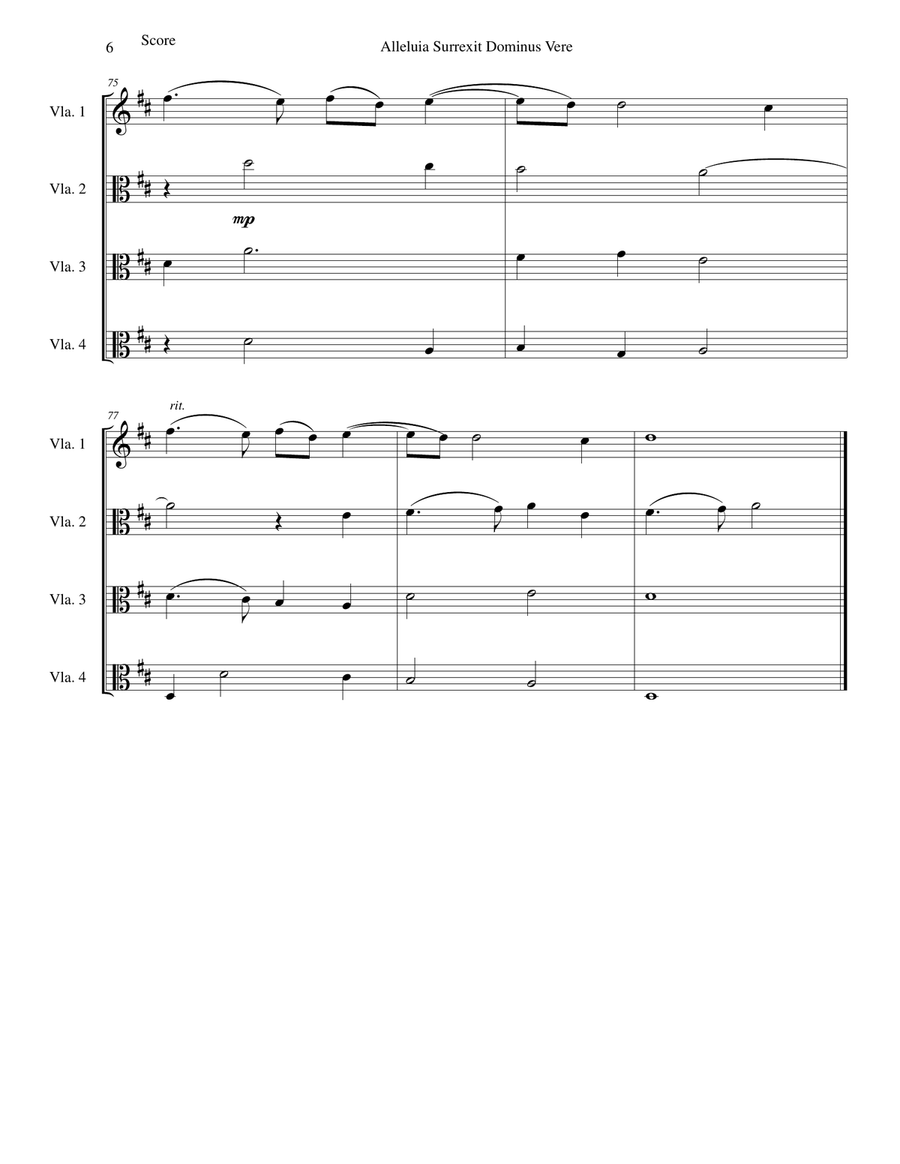 Alleluia surrexit Dominus (Easter anthem) arranged for 4 violas Viola Solo scores gallery preview page 6