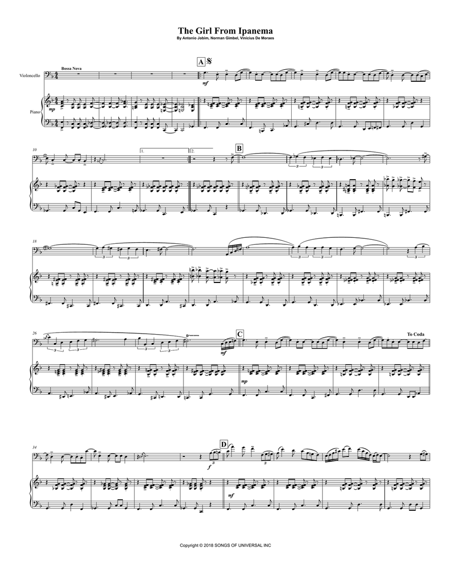 The Girl From Ipanema (garôta De Ipanema) Piano scores gallery preview page 2