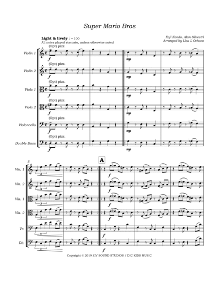 Super Mario Bros. Main Theme String Orchestra scores gallery preview page 5