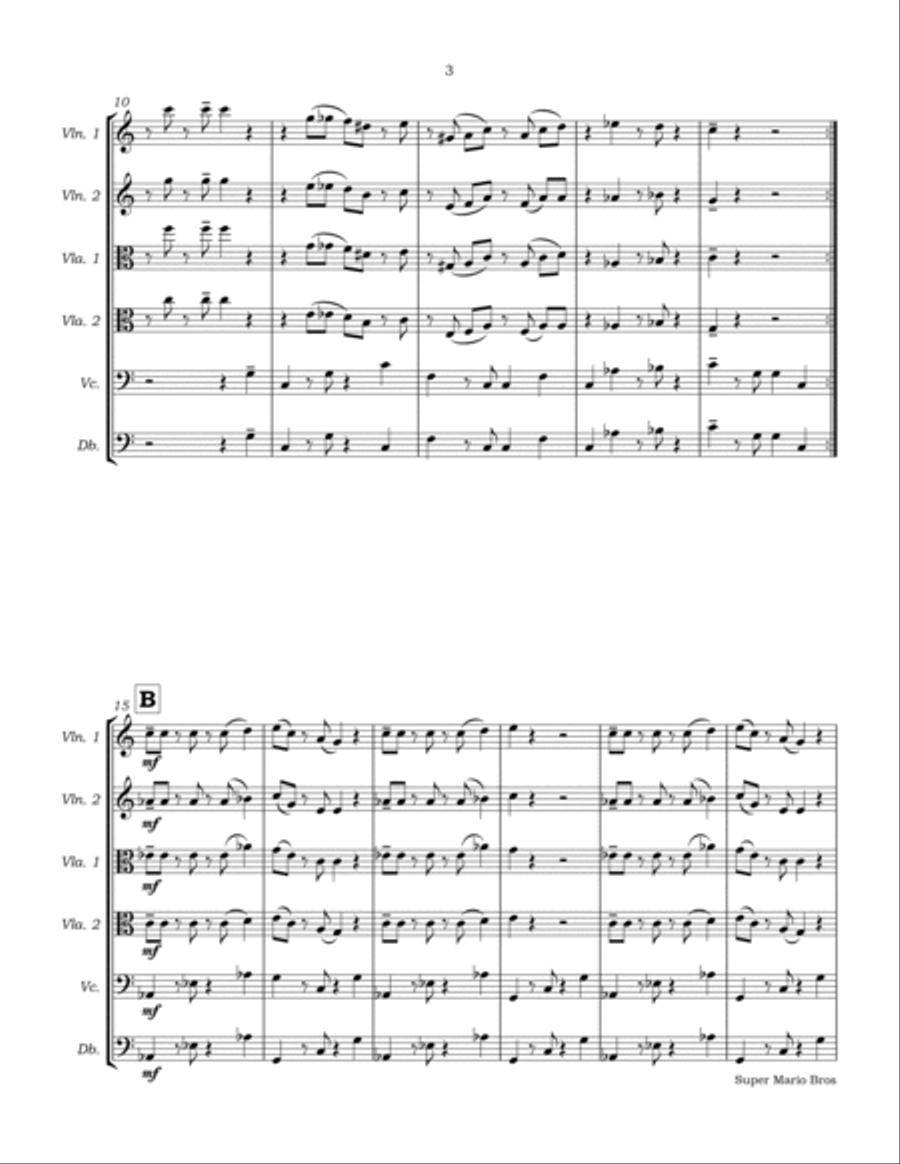 Super Mario Bros. Main Theme String Orchestra scores gallery preview page 6