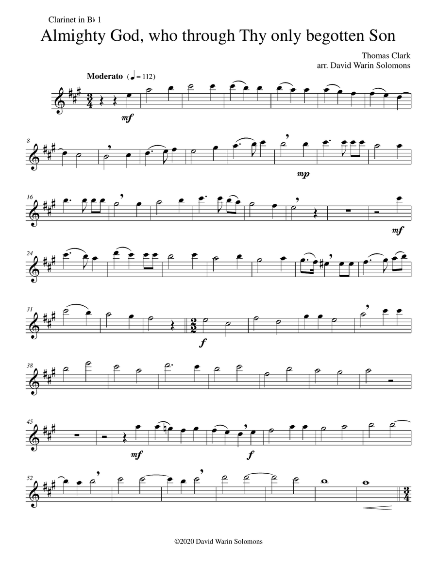 Almighty God, who through thy only begotten Son (Easter motet) for clarinet quartet Clarinet Quartet scores gallery preview page 4