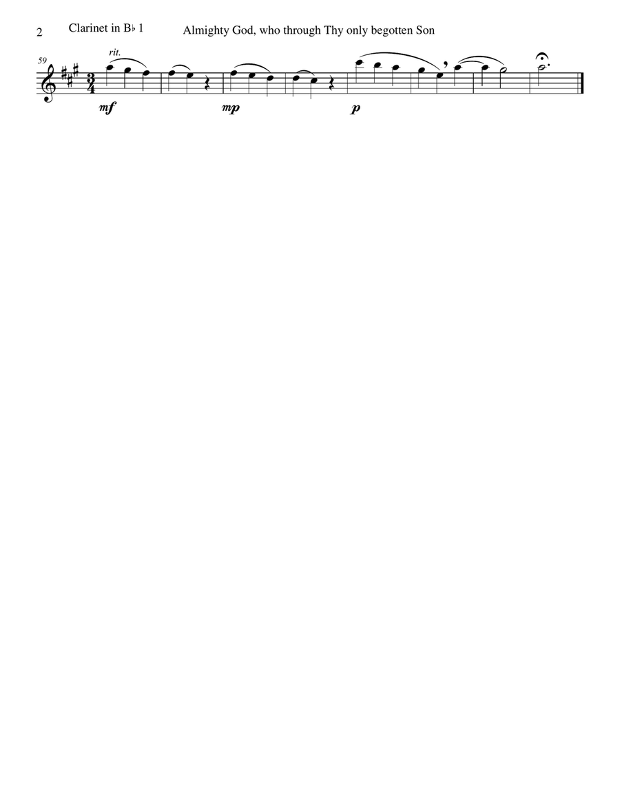 Almighty God, who through thy only begotten Son (Easter motet) for clarinet quartet Clarinet Quartet scores gallery preview page 5