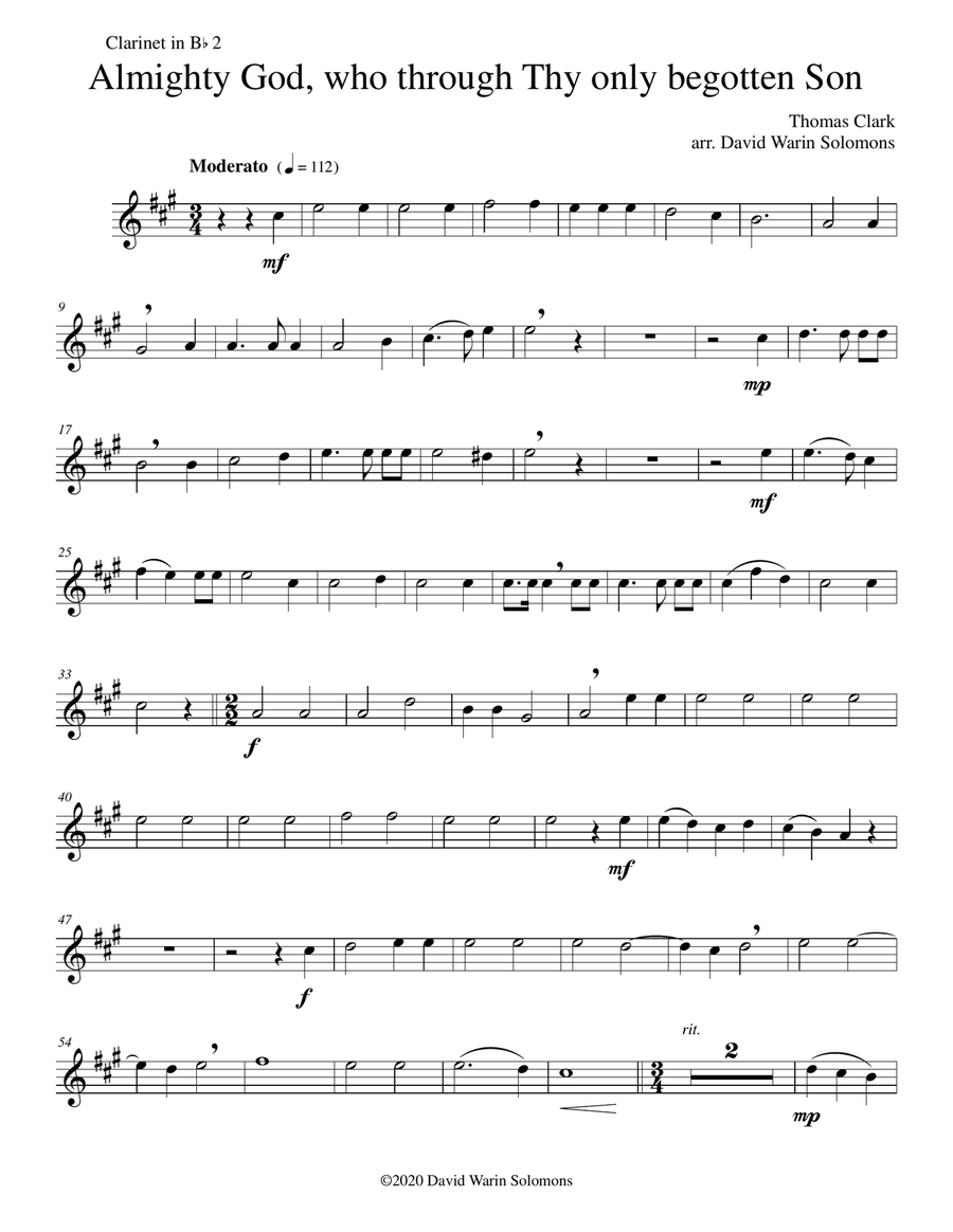Almighty God, who through thy only begotten Son (Easter motet) for clarinet quartet Clarinet Quartet scores gallery preview page 6
