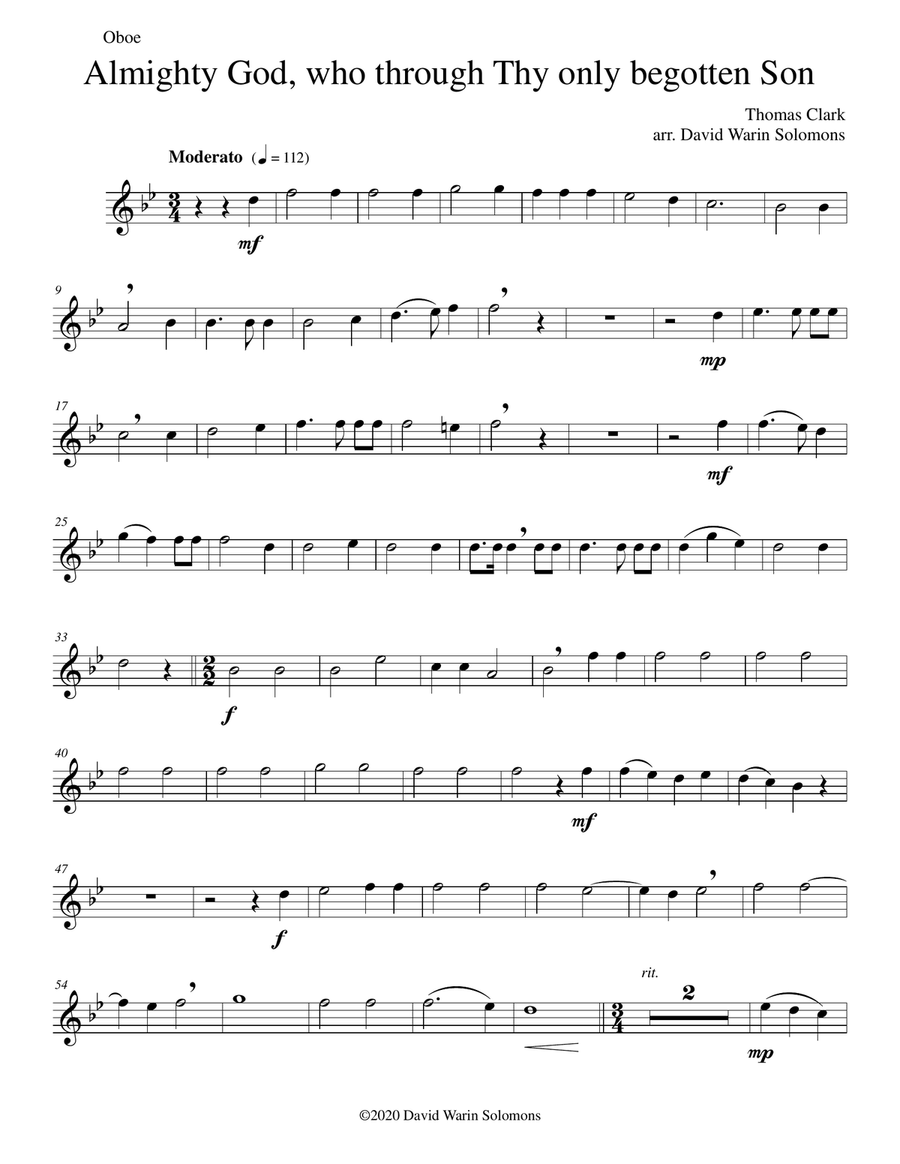 Almighty God, who through thy only begotten Son (Easter motet) for wind quartet Woodwind Quartet scores gallery preview page 6