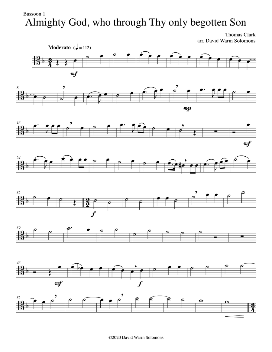 Almighty God, who through thy only begotten Son (Easter motet) for 4 bassoons Bassoon Quartet scores gallery preview page 4