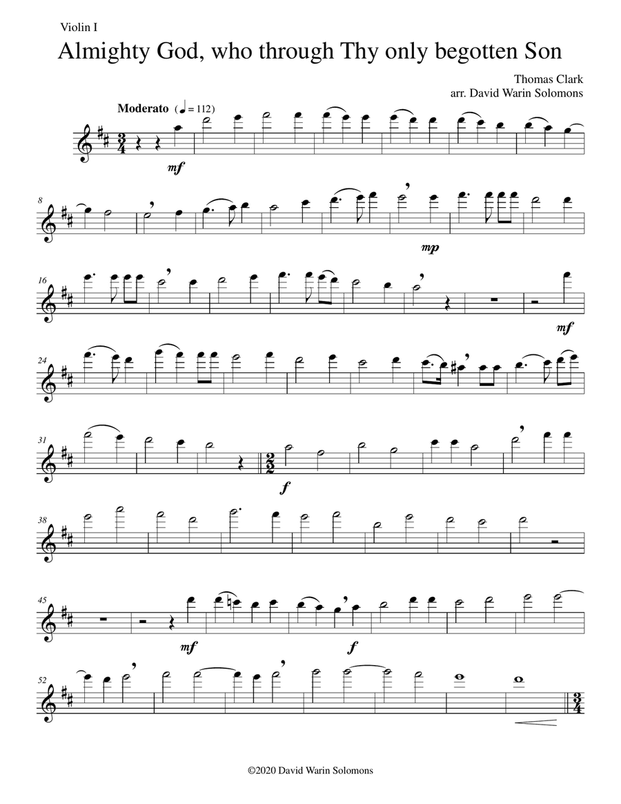Almighty God, who through thy only begotten Son (Easter motet) for 4 violins Almighty God, who through thy only begotten Son (Easter motet) for 4 violins Violin Solo scores gallery preview page 4