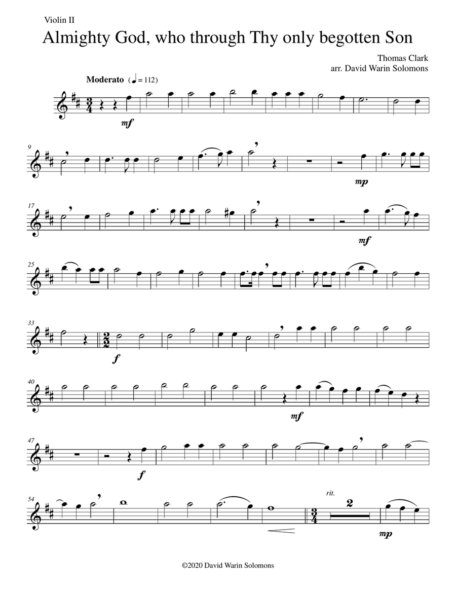 Almighty God, who through thy only begotten Son (Easter motet) for 4 violins Almighty God, who through thy only begotten Son (Easter motet) for 4 violins Violin Solo scores gallery preview page 6