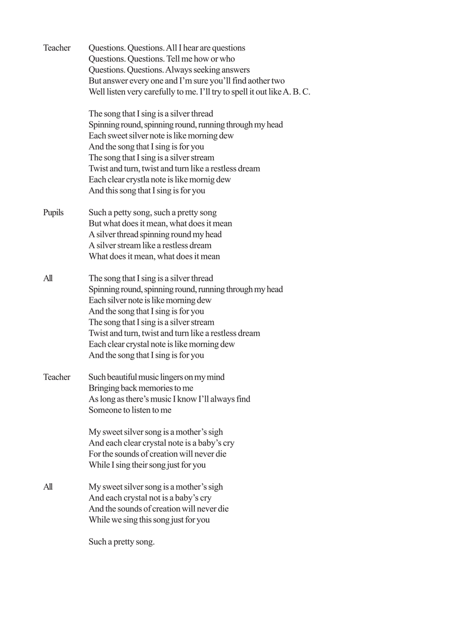 QUESTIONS (a new choral piece for a Solo Soprano & Junior Choir) SSA scores gallery preview page 3