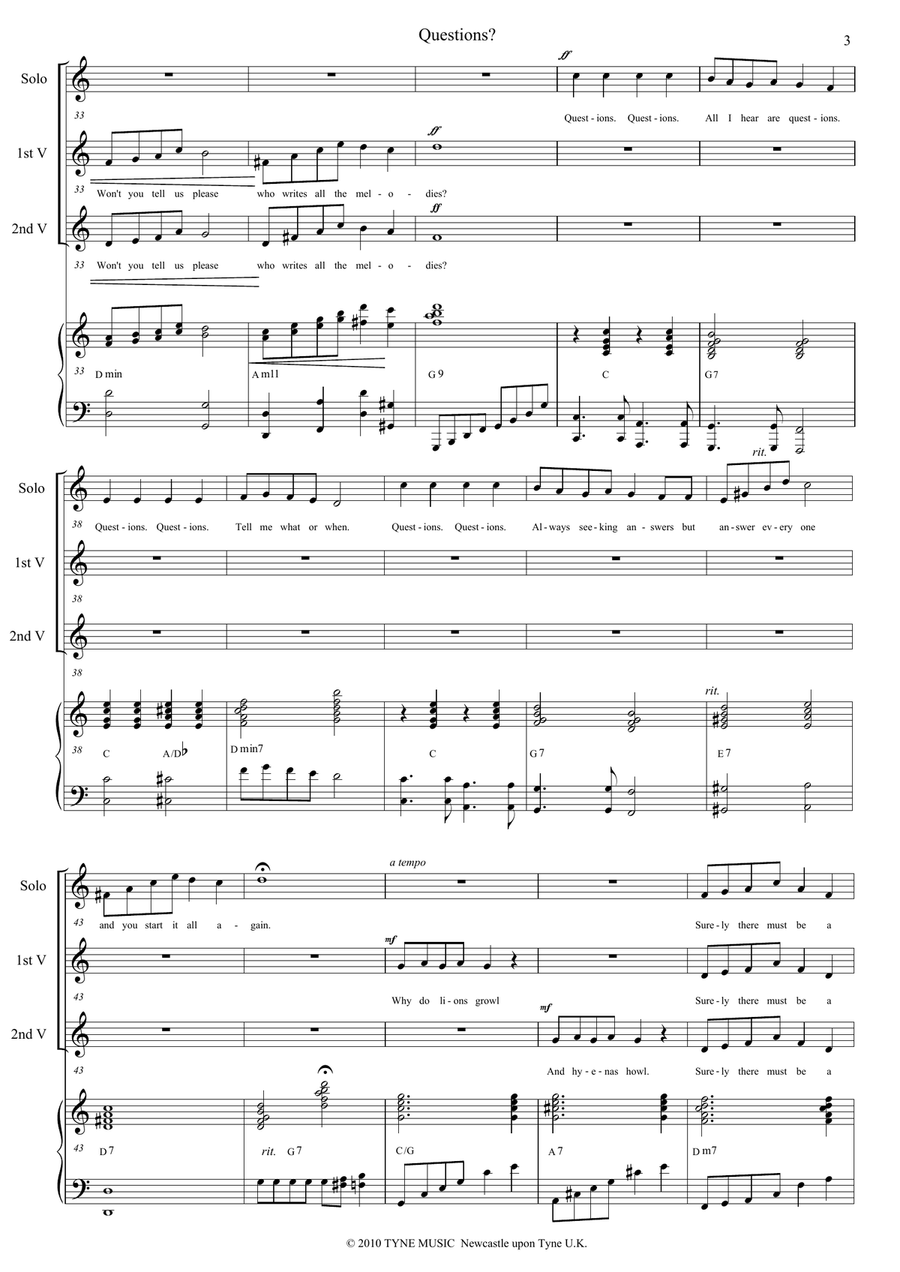 QUESTIONS (a new choral piece for a Solo Soprano & Junior Choir) SSA scores gallery preview page 6