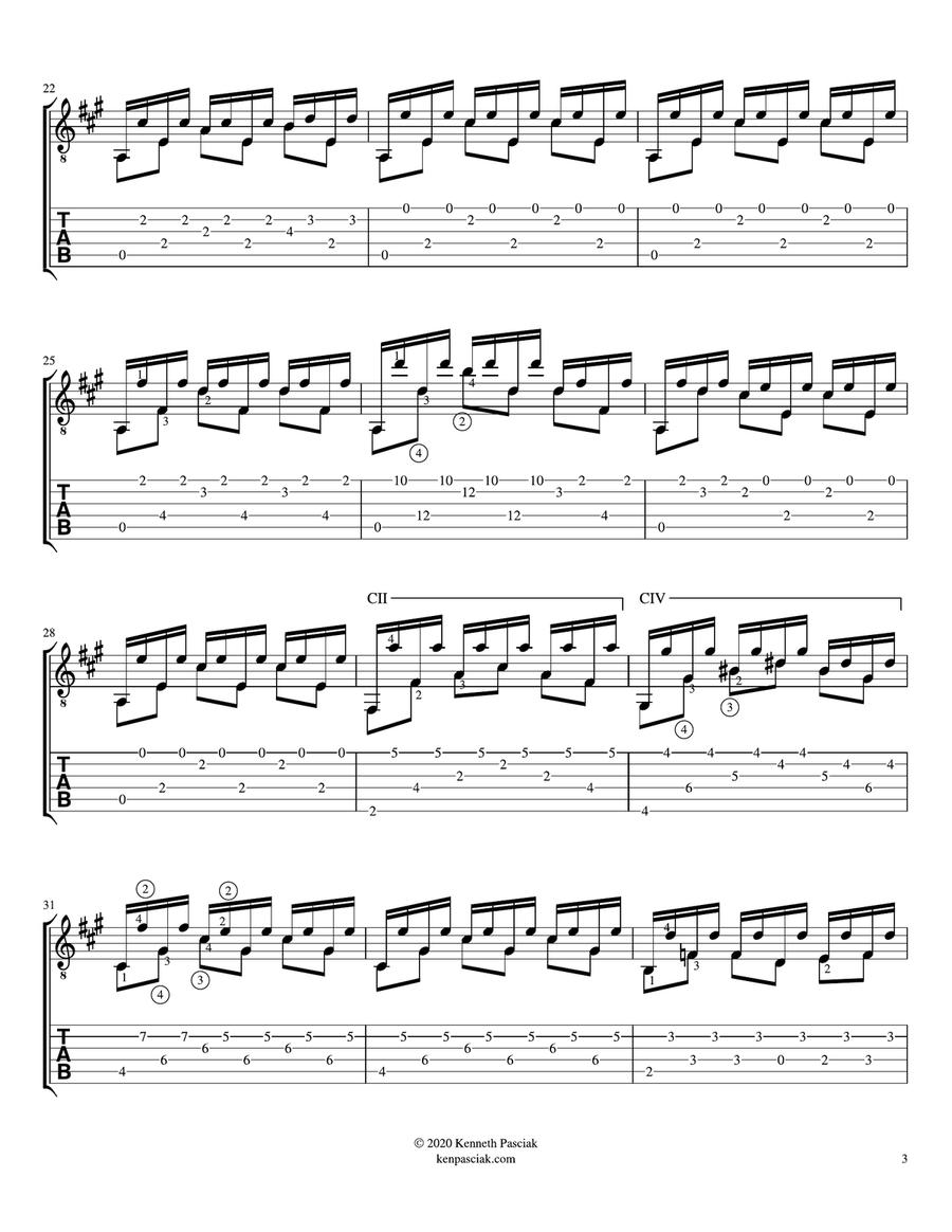 Recuerdos de la Alhambra (easy version for Solo Guitar) Classical Guitar scores gallery preview page 5