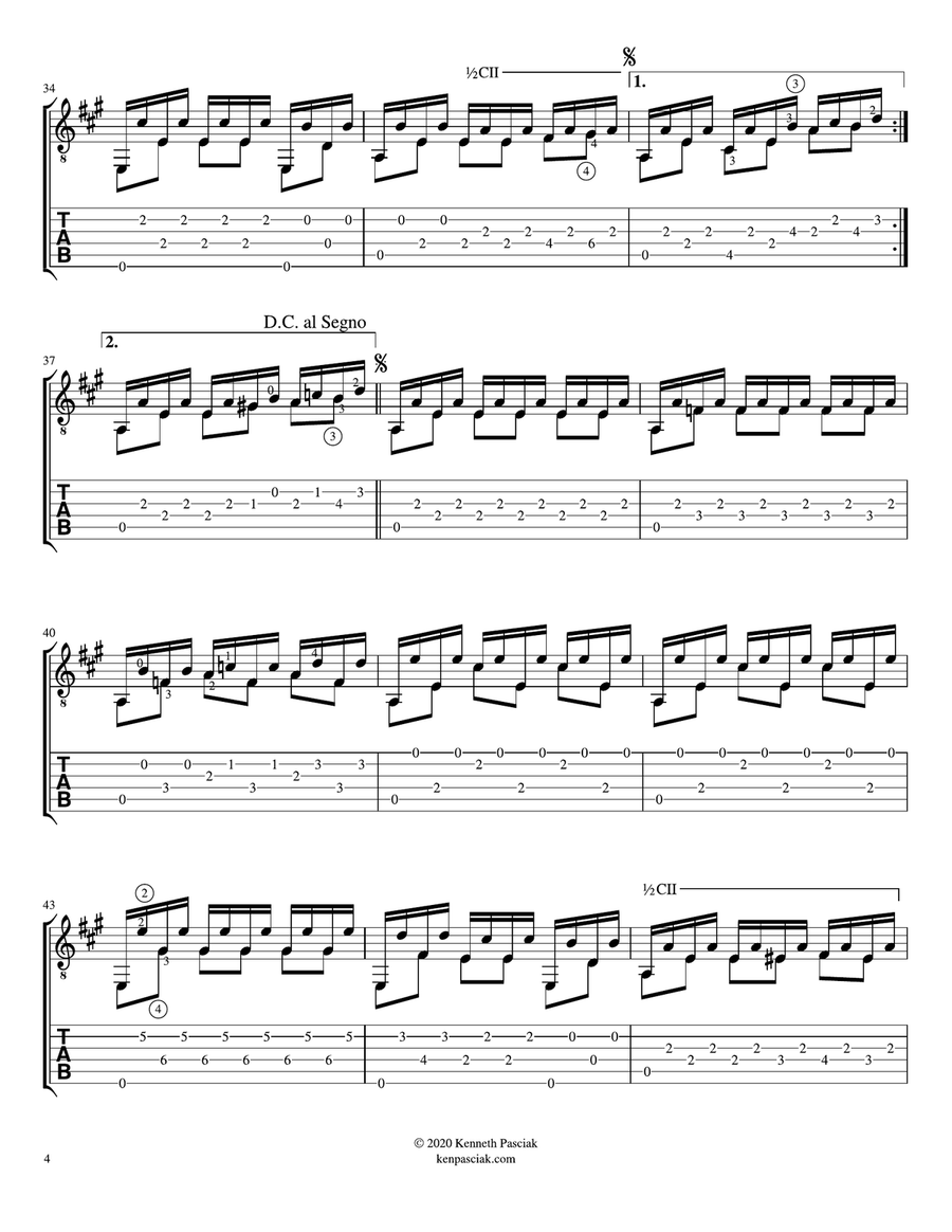 Recuerdos de la Alhambra (easy version for Solo Guitar) Classical Guitar scores gallery preview page 6