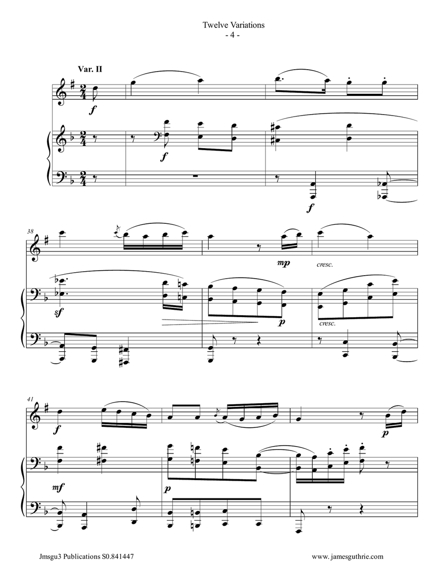 Beethoven: 12 Variations Op. 66 for Clarinet & Piano Clarinet Solo scores gallery preview page 4