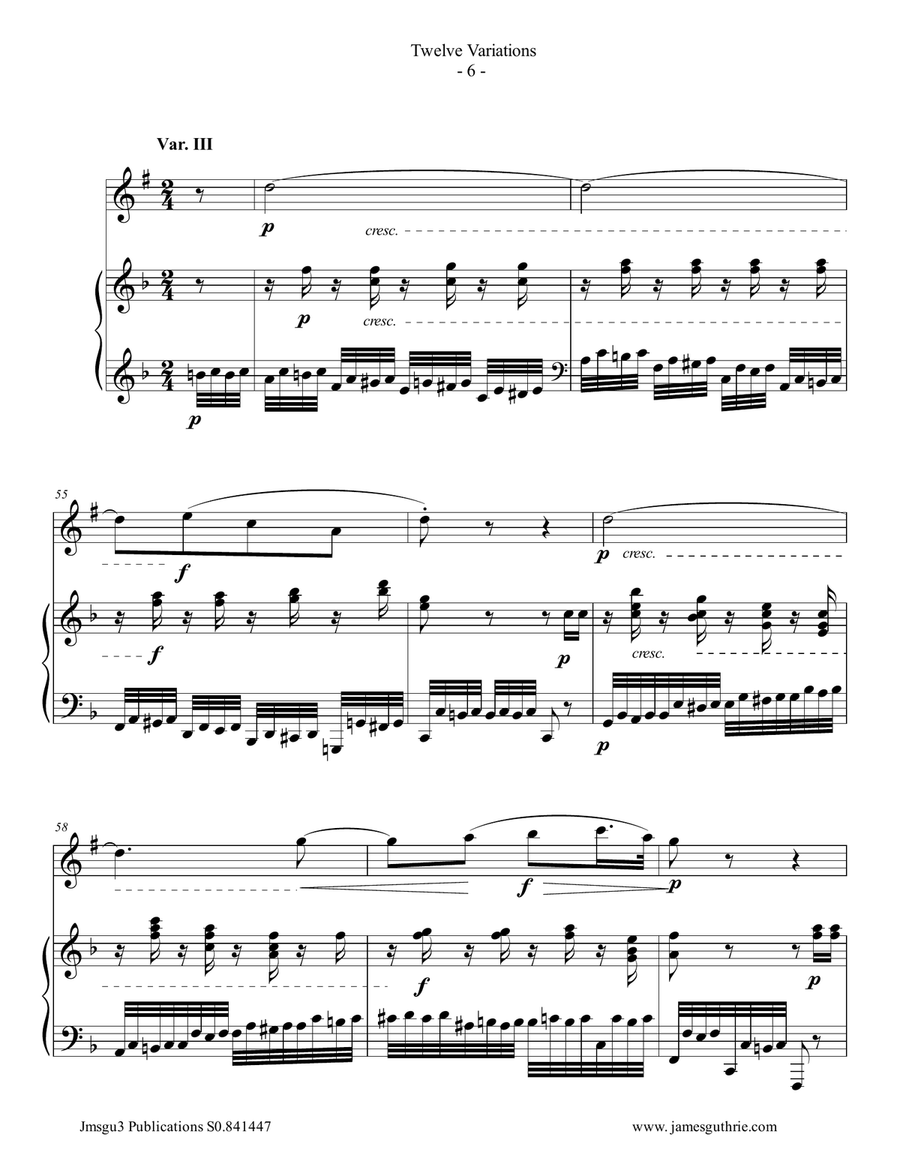 Beethoven: 12 Variations Op. 66 for Clarinet & Piano Clarinet Solo scores gallery preview page 6