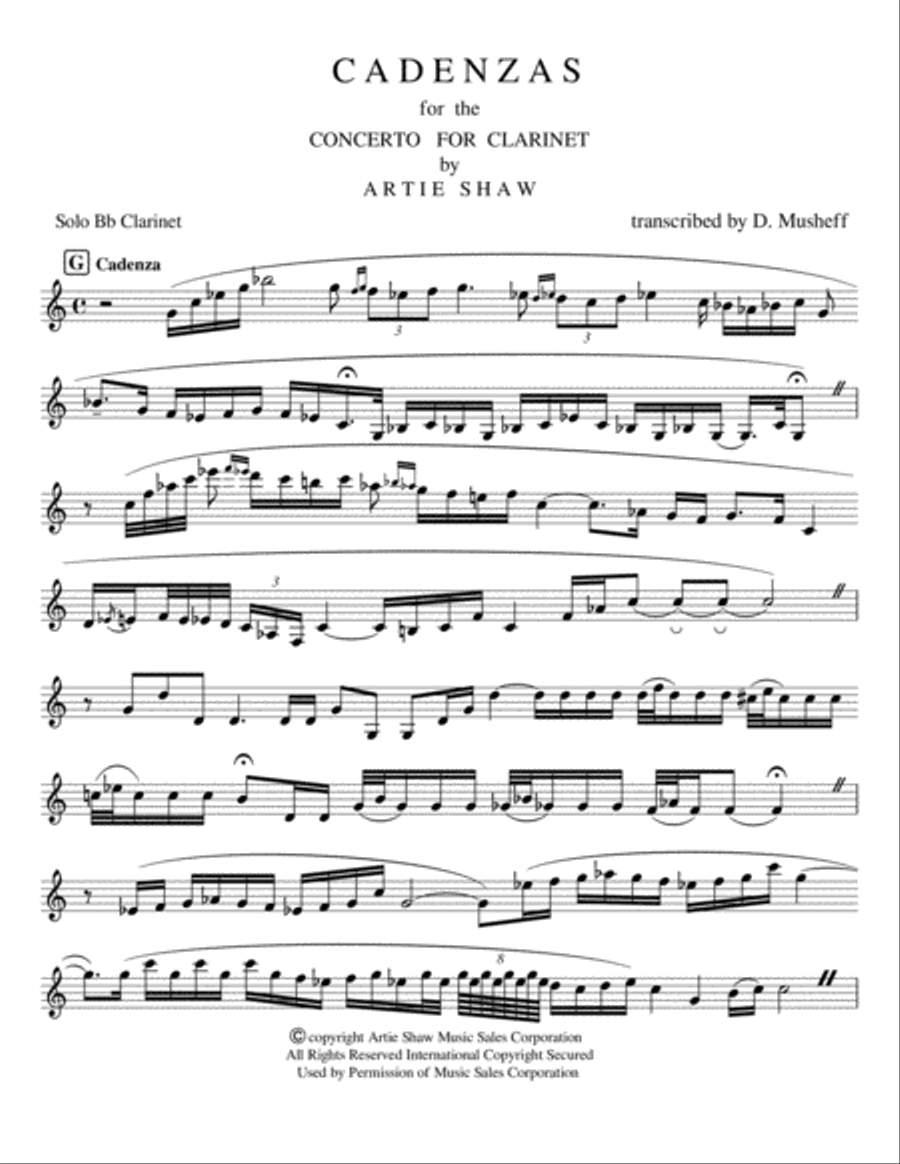 Concerto For Clarinet B-Flat Clarinet scores gallery preview page 1