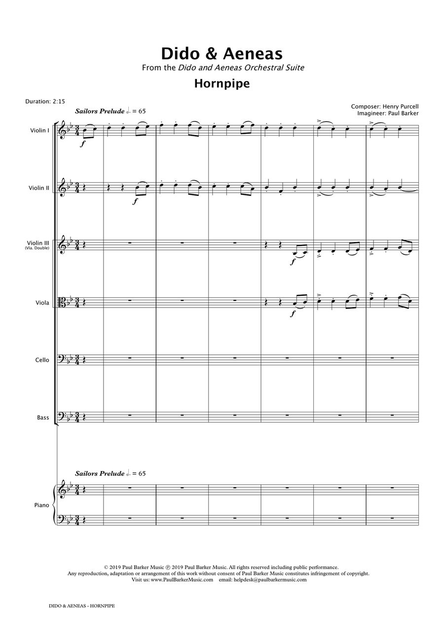 Dido & Aeneas Orchestral Hornpipe String Orchestra scores gallery preview page 3