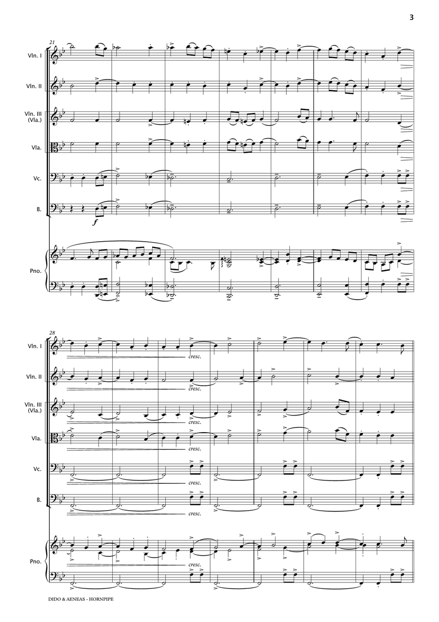 Dido & Aeneas Orchestral Hornpipe String Orchestra scores gallery preview page 5
