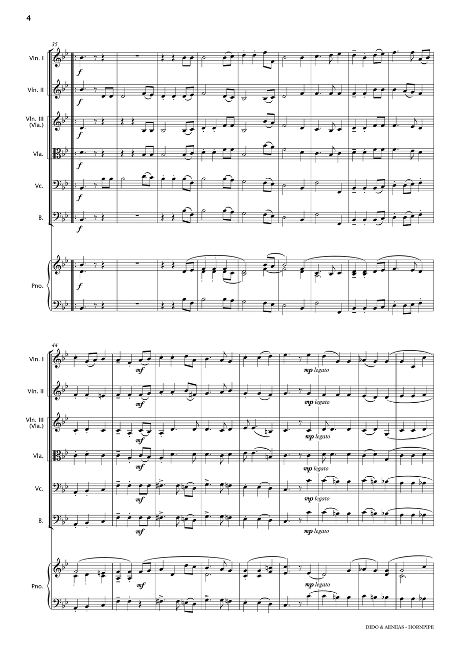 Dido & Aeneas Orchestral Hornpipe String Orchestra scores gallery preview page 6