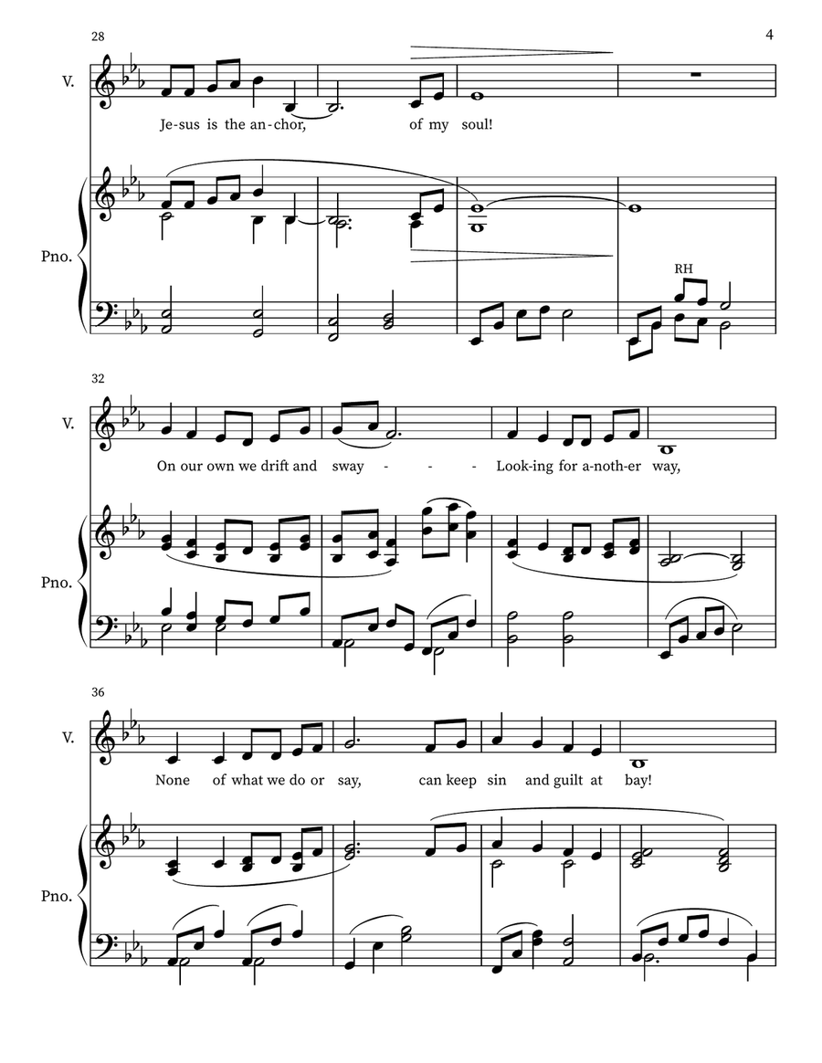 Jesus Is the Anchor of My Soul (Hebrews 6:19 Unison Choir or Solo) Unison Choir scores gallery preview page 4